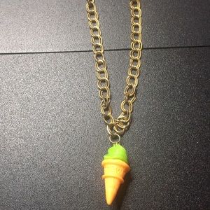 Green Ice Cream Cone Bronze Chain Necklace